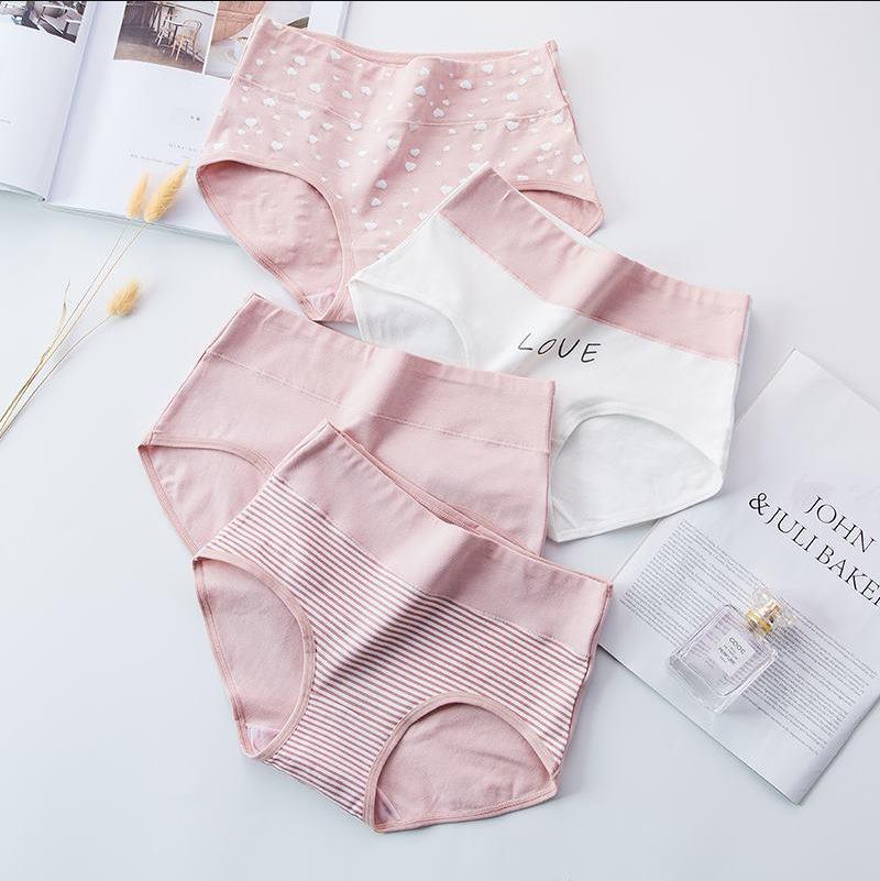 

5 шт. трусики с высокой талией, женские дышащие мягкие хлопковые трусы, бесшовные трусы с милым принтом, размер M-XL XXL
