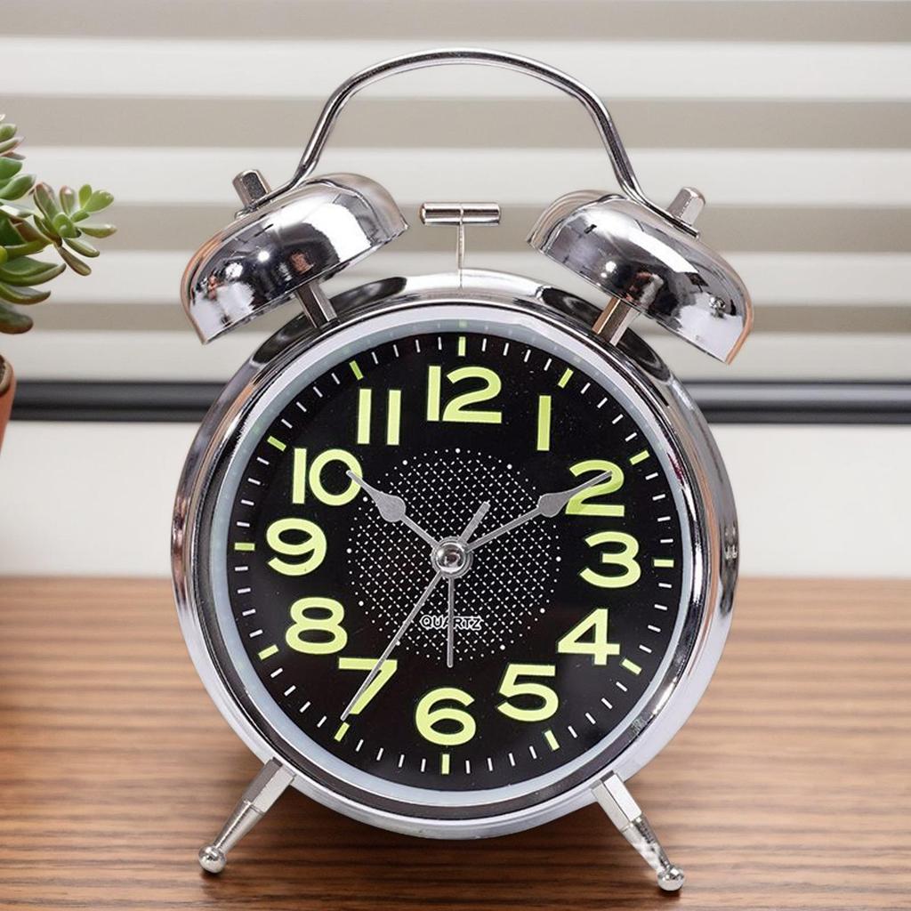 electronic Alarm Clock Luminous Wind Up Clock 3 Inch Quiet Timer Watch for Seniors Sleepers Bed Desk Room Travel Bedroom