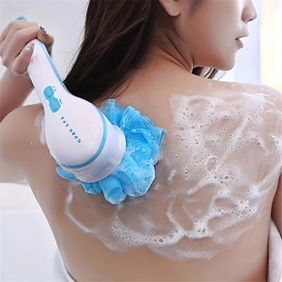 Long Handle Electric Bath Brush, Soft Bristle Body Exfoliating Brush, Shower Brush for Deep Cleansing and Skin Massage, Battery Free