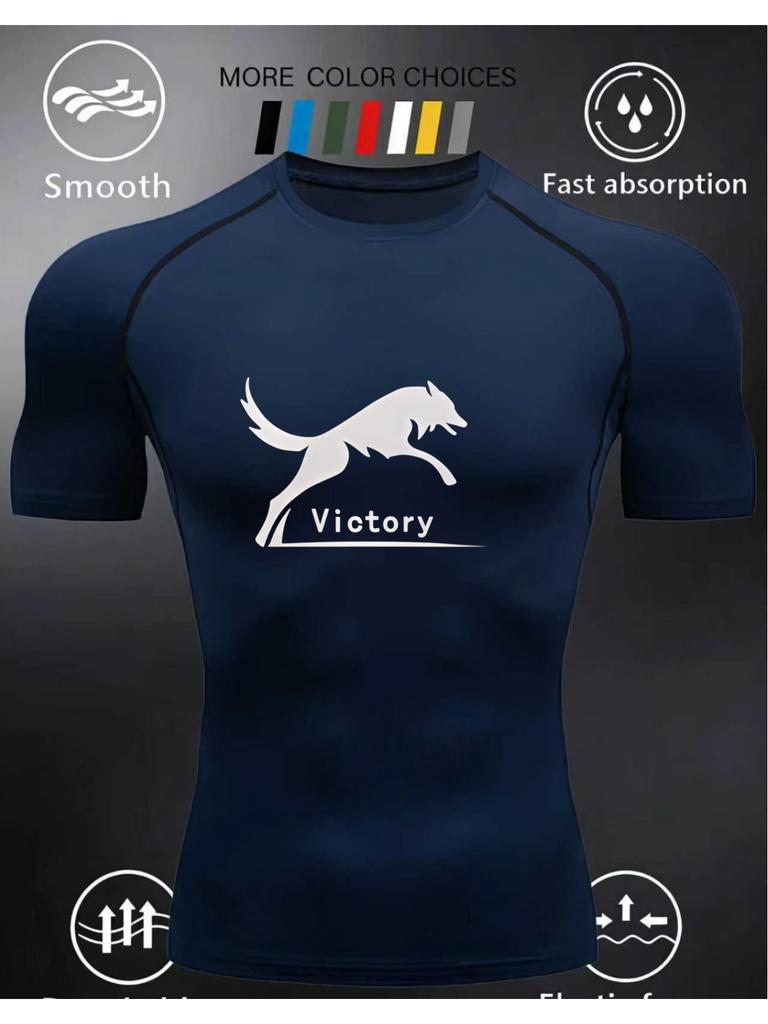 Men's Short Sleeve Compression T-Shirt Breathable Elastic Strength/Motivational Style Training Top
