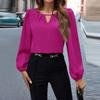 Women's Fashion Casual Solid Color Satin Shirt Casual Pleated Long Sleeve Top