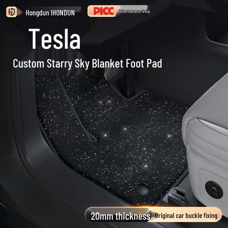 Tesla Model 3 Starry Sky Floor Mats - Interior Decorative Accessories Blue Starry Sky Car Floor Mat