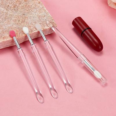 1ks Multifunkční aplikátor na lesk na rty Silikonové štětečky na rty s prachovkou S lžičkou Štětečky na rtěnku Make-up nástroj