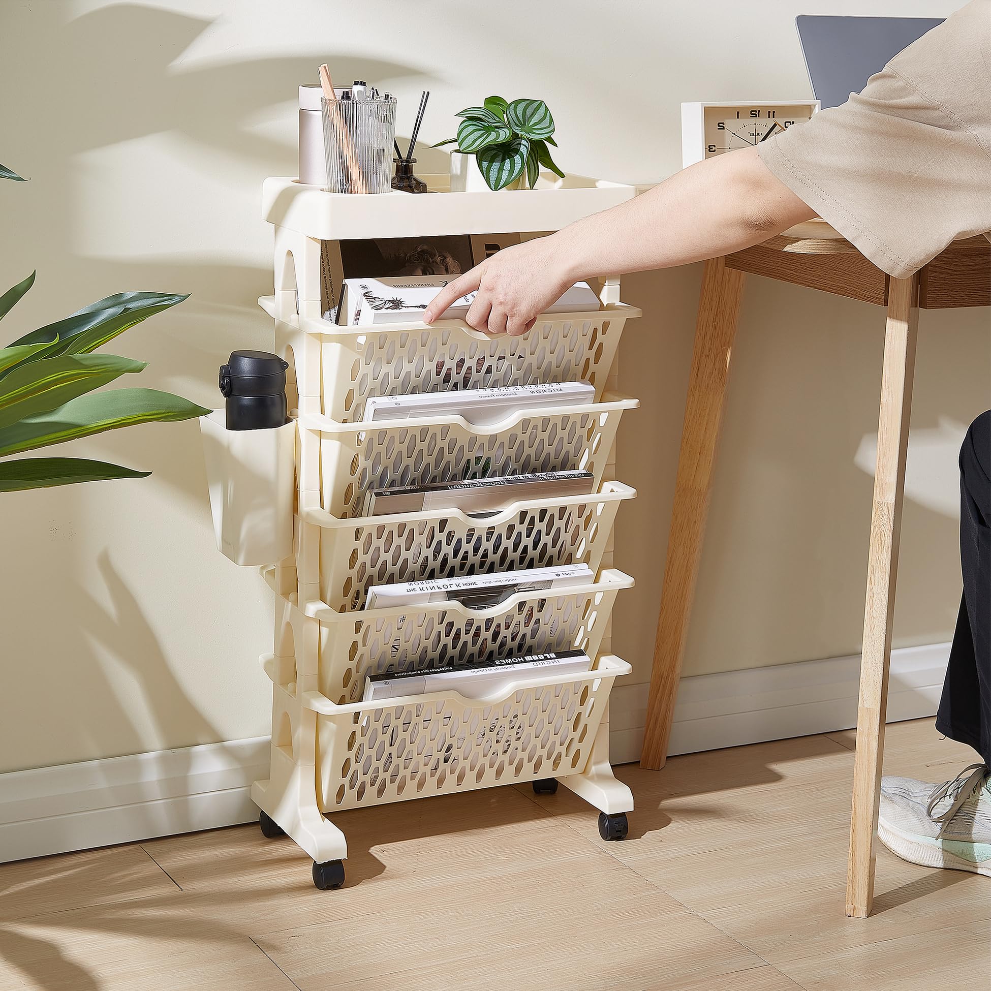 

Книжный шкаф VECELO, 37,6 см шириной x 22,5 см глубиной x 76,3 см высотой, для хранения учебников, тележка для файлов, передвижной, компактный, простая сборка, многофункциональный, с