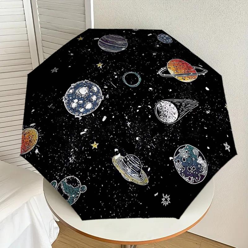 

1pc Solar System Planets Space Artwork Umbrella with Plastic Handle,Suitable for All Seasons Home Travel Outdoor UmbrellaDD016