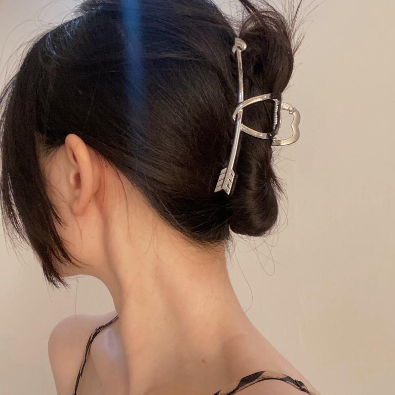 Silver Metal Geometric Shark Hair Clip for Thick Hair