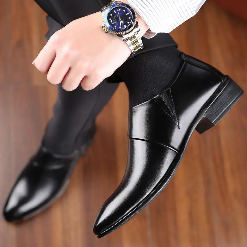 Fashion Pointed Toe Men's Formal Shoes Spring Autumn Social Shoe Male New Footwear 2024 Style Office Cheap Liquidation Clearance Party