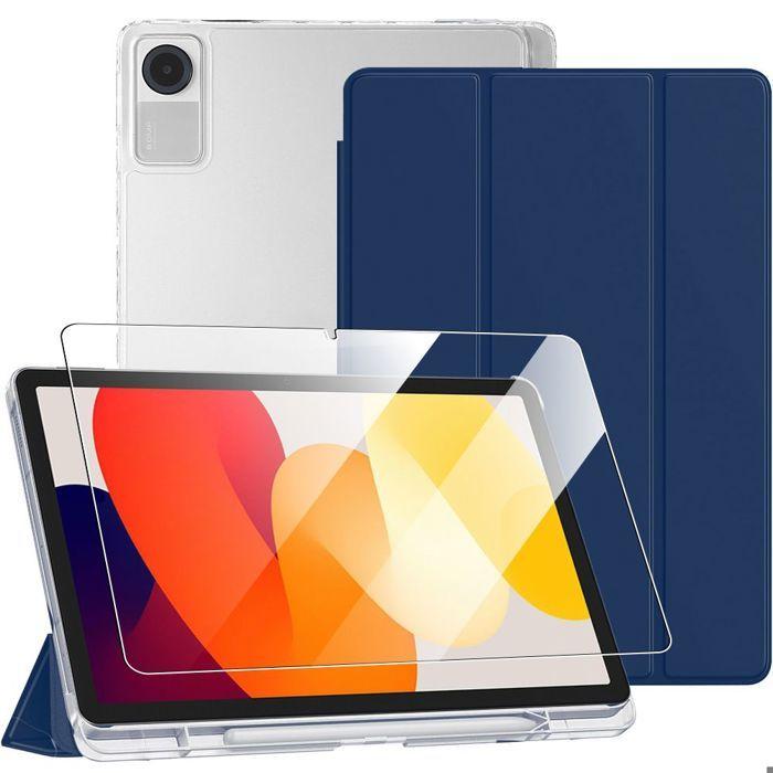 Coque + Verre Trempé - BOOLING - Xiaomi Redmi Pad SE 11" - Protection Bleu Marine avec Porte-Stylet