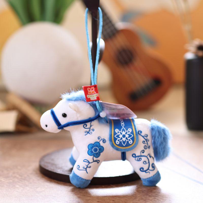 Vintage Cute Pony Plush Keychain Cartoon Stuffed Doll Bag Pendant Lovely Pony Hanging Decoration Key Holder Couple Gifts