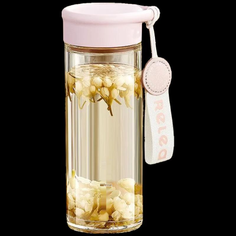 RELEA Portable High Borosilicate Glass Tea Infuser Tumbler