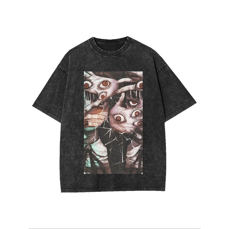 

Men s T-Shirt | Abstract Monster Eye Pattern, Soft and Breathable, Regular Fit,Crew Neck,Vintage Street Hip Hop, Four Seasons Casual, Machine Washable 5XL чорний