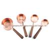 In-Stock Rose Gold & Walnut Wood Handle Measuring Spoons and Cups Set
