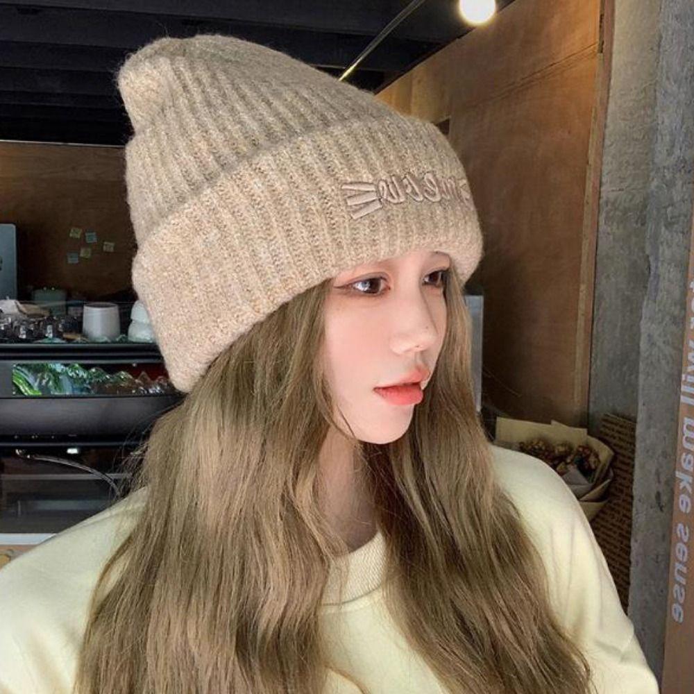 Multi Colors Knitted Beanies Solid Cute Warmer Bonnet New Female Beanie Caps  Outdoor