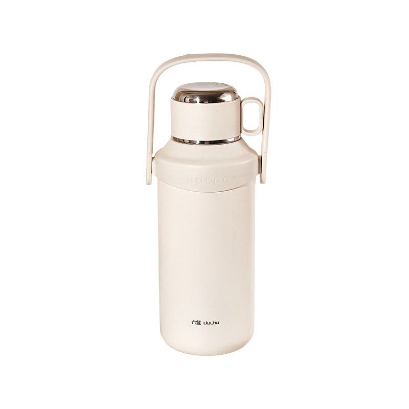 Large-Capacity Thermos Cup with High Aesthetic Value, Household 316 Stainless Steel Thermos Pot, Outdoor Portable Tea Brewing Hand-Held Pot Milk White 1200ml Portable Thermos Cup