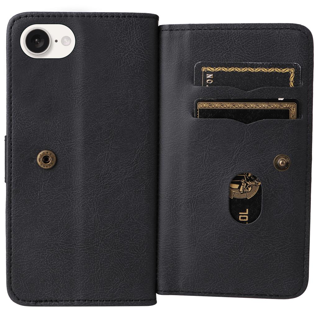 For iPhone 16e Leather Case with 10 Card Holder Phone Cover Stand