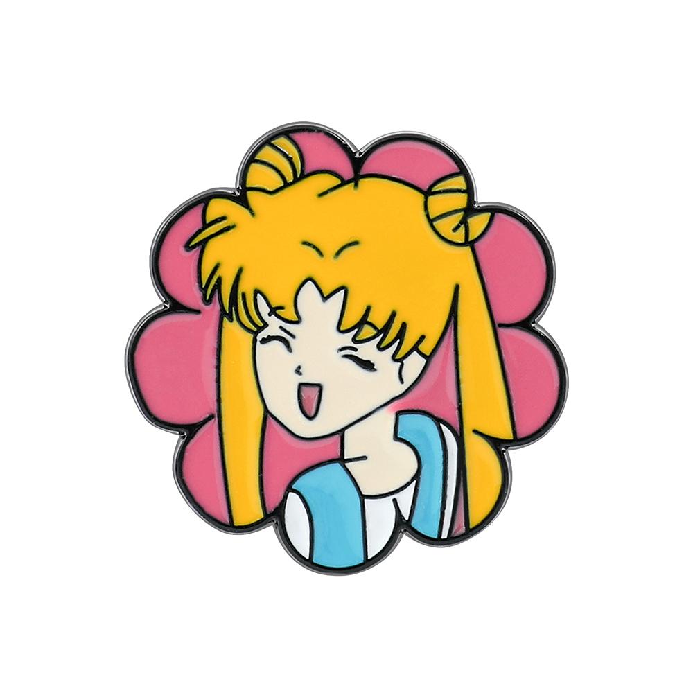 Cute Sailor Moon Brooch Cartoon Tsukino Usagi Metal Badge Enamel Pin Clothes Jeans Lapel Pin Jewelry Accessories Ornament