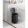 SONGMICS 8L Small Pedal-Operated Toilet Bin for Small Spaces, Soft-Close Lid, Steel, Black, LTB591B0802