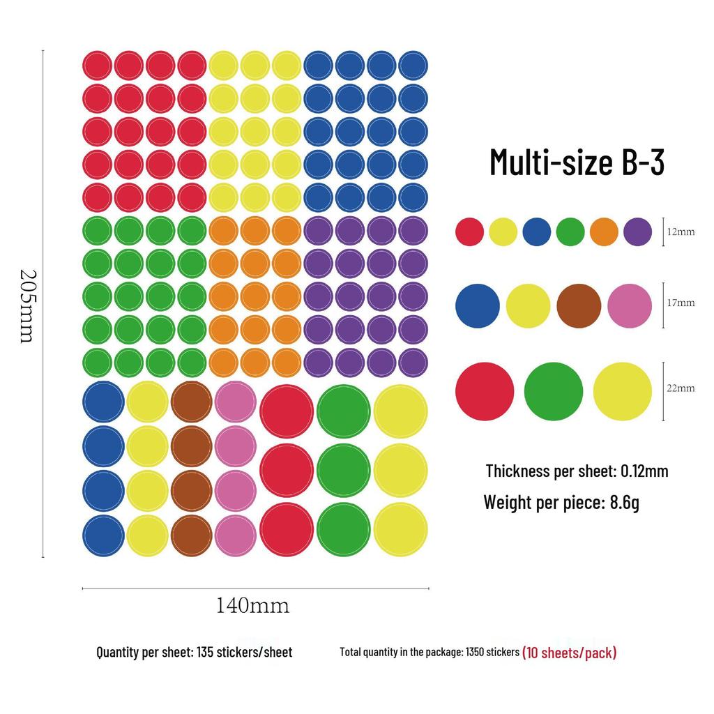 Colorful Polka Dot Stickers for Kids' Journals and DIY Albums