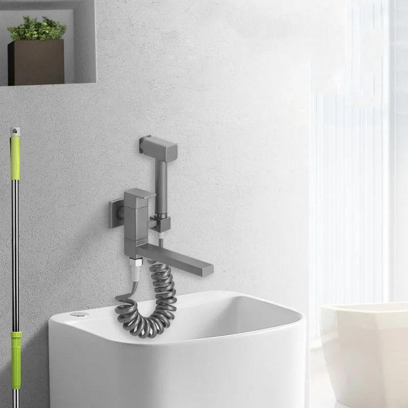

Gun Gray All Copper Bidet Shower Faucet Muslim Toilet Hand-held Wall-mounted Mop Pool Cold Water Faucet Bidet Sprayer Faucet белый