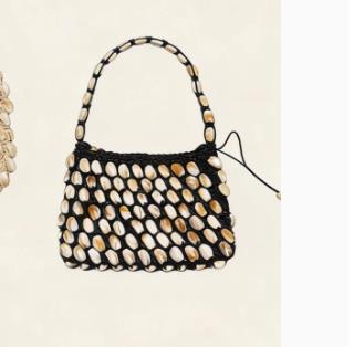 Handwoven Hollow out Wood Bead Shoulder Bag for Women Commuter Style Cross-Border Trend Medium Square Shape Cotton Lining