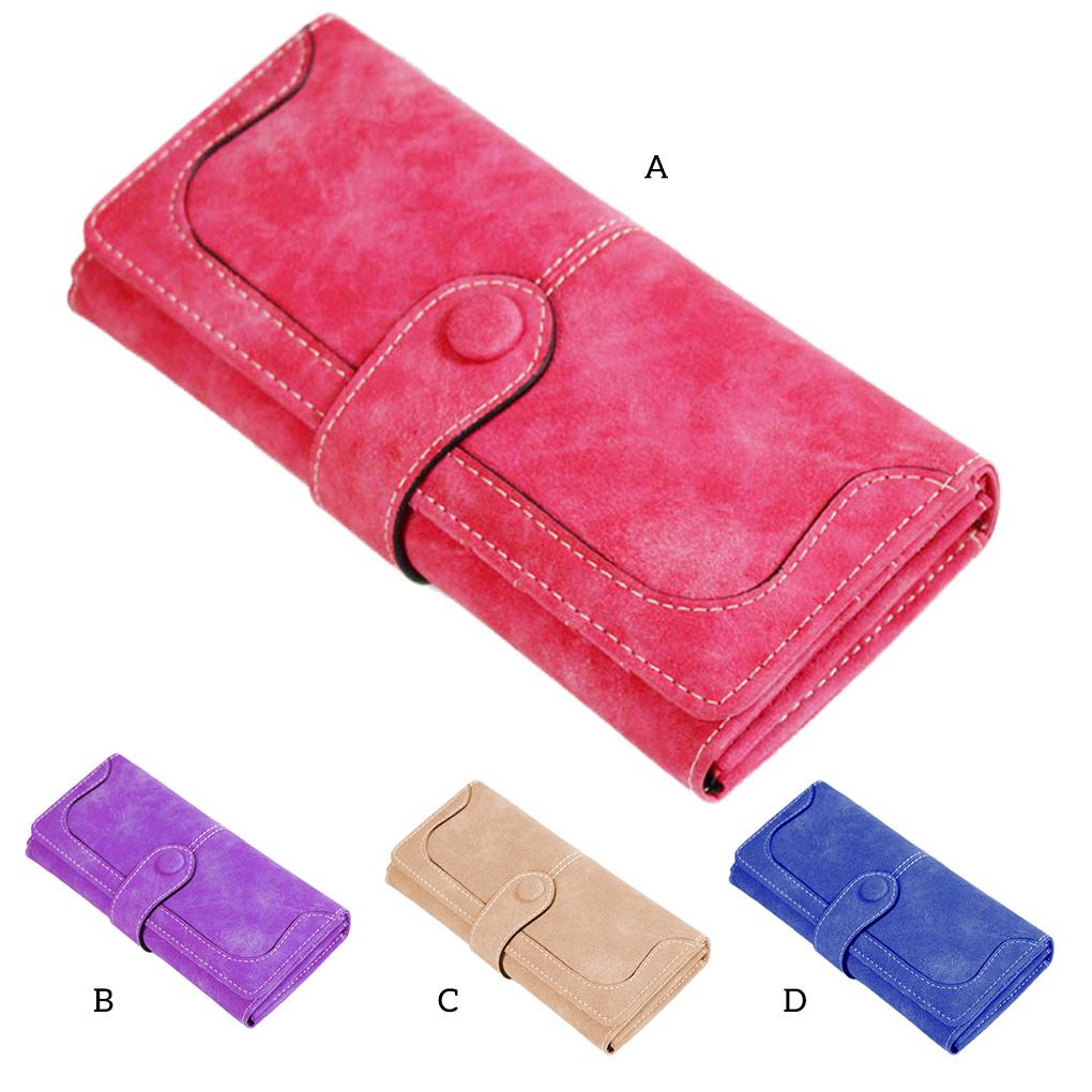 PU Leather Long Wallet Solid Color Women Purse with Card Holder Small Cash Pouch Office Camping Female Supplies Gifts
