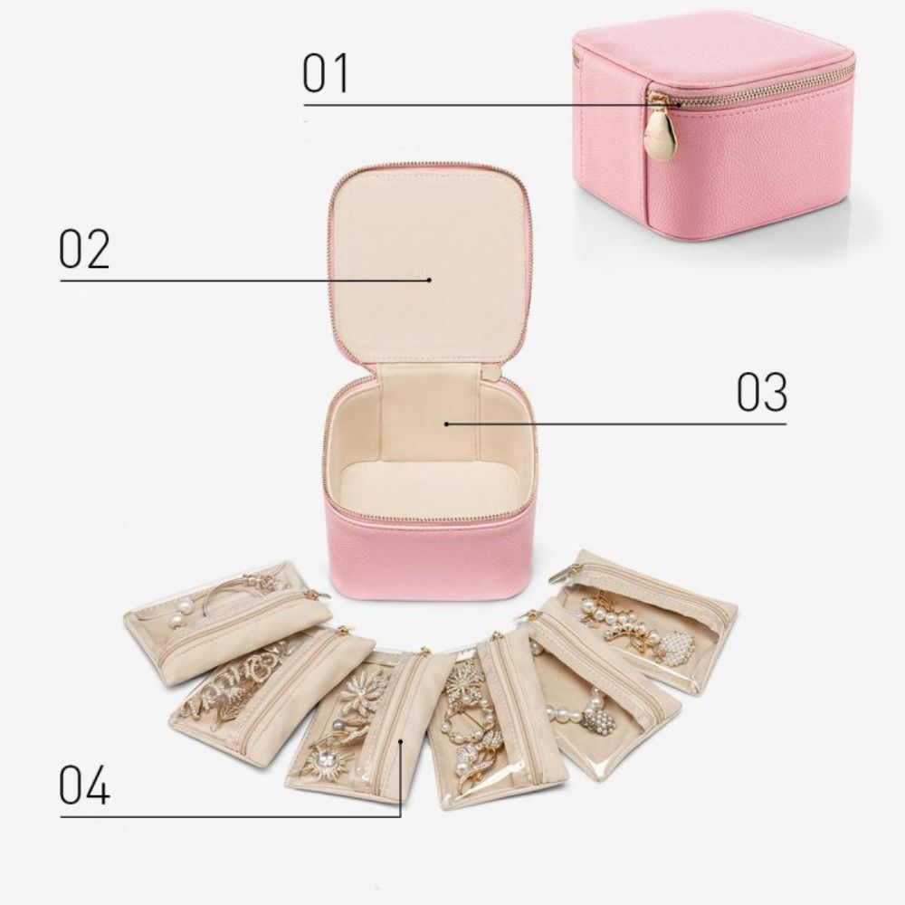 PU-Leder Ohrring-Aufbewahrungsetui mit kleinen Beuteln Schmuckverpackungsbeutel Einfache Schmuckschatulle Ring