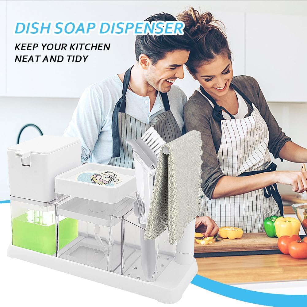 Küchenseifenspender mit Schwammhalter-Set, 2-in-1-Spülmittel- und Handseifenspender-Set für die Küchenspüle