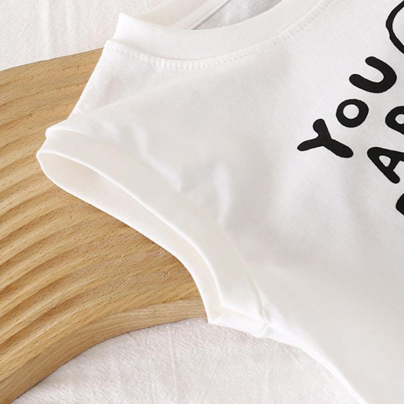 Kids Cotton Sleeveless T-shirt Summer Baby Comfortable Clothes Boys Girls Cartoon Vest Tee Children Breathable Leisure Tops