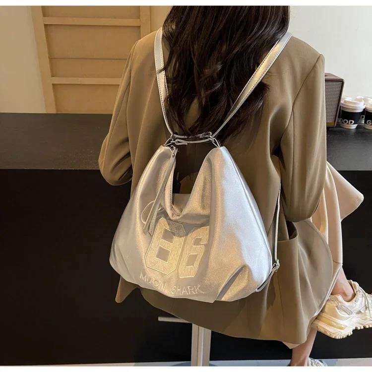 Geantă feminină de mare capacitate, design de nișă de înaltă calitate, cu litere brodate, umăr dublu, crossbody, clasă pentru navetiști