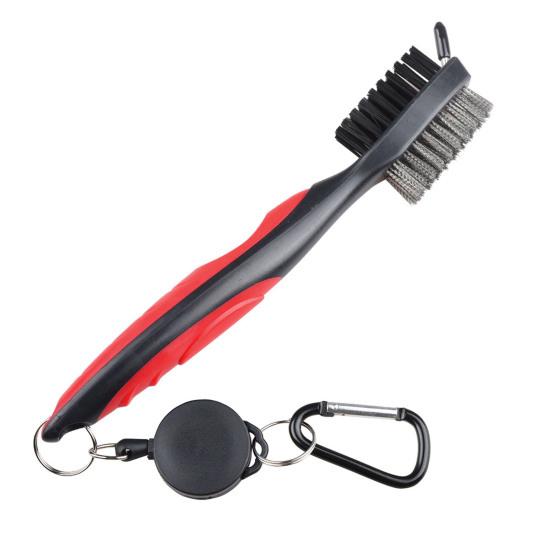 

Щетка для чистки клюшек для гольфа с карабином, нейлоновая щетина, многоразовый портативный инструмент для чистки принадлежностей для гольфа красный