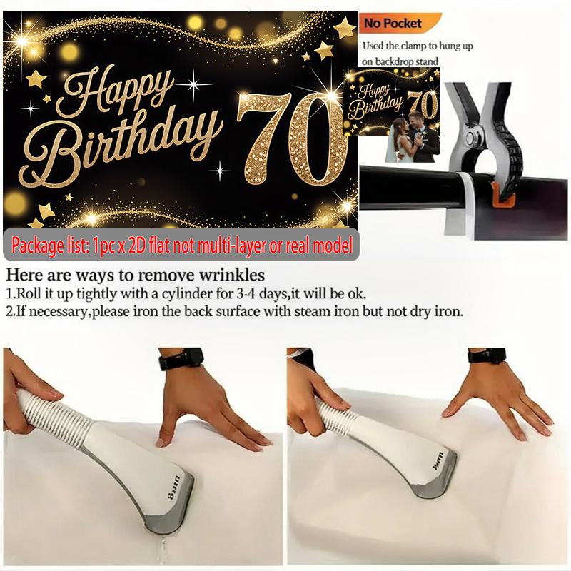 Party Backdrop 70Th Birthday Flat Golden Number Round Event Photo Background Front Door Decor
