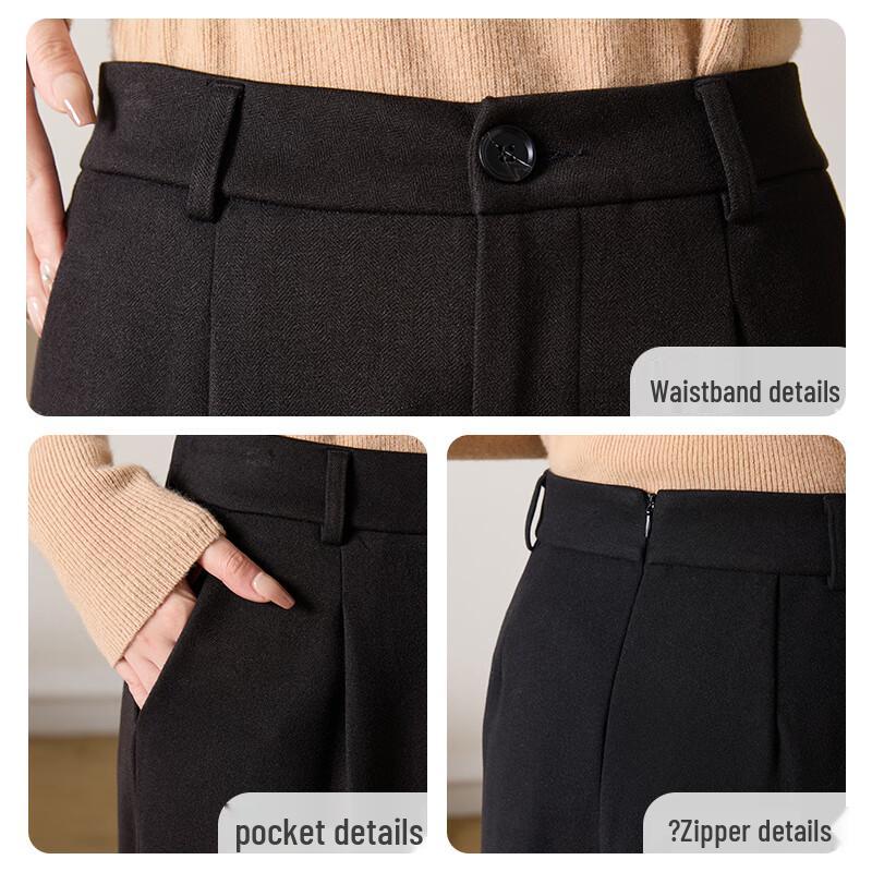 Women's High-Waist Wool Blend Straight Leg Pants