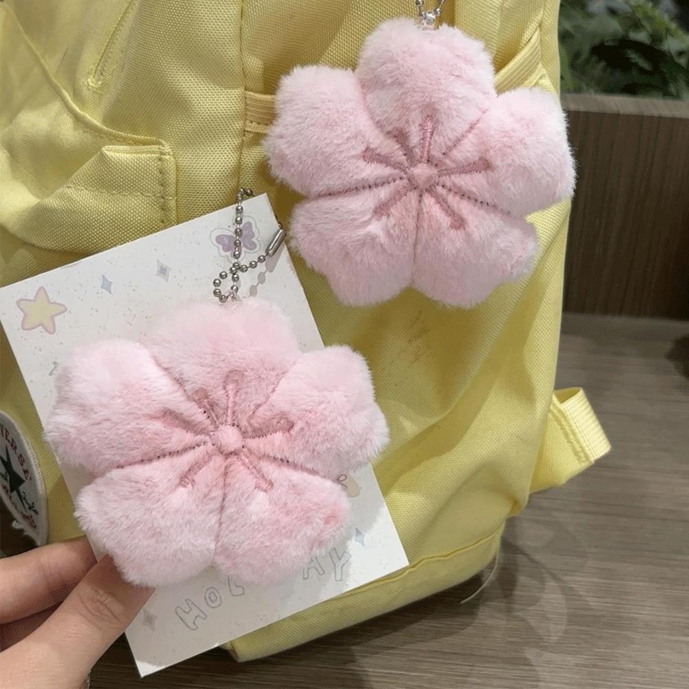 Sakura Series Plush Keychain Soft Bag Pendant Kawaii Key Ring Cherry Blossom Healing Doll Pendant Backpack Decoration Gift Toys