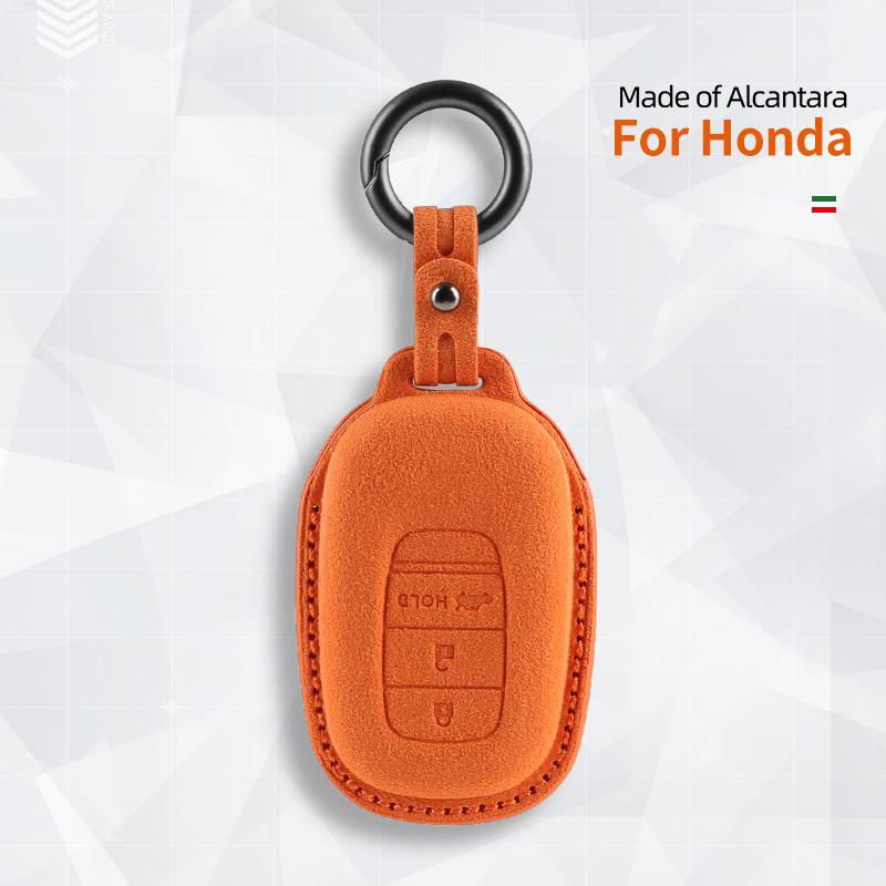 Car Key Case Cover Shell For Honda Civic Accord Hrv Crv 3 4 Button Suede Remote Protector Interior Accessories