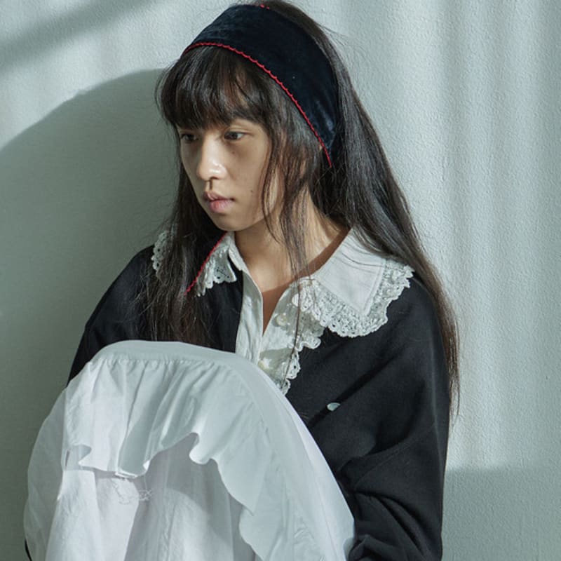 HOKUSPOKUS Wave Edge Velvet twilly_Black