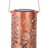 Decorative Garden Lights Solar Powered Outdoor Lanterns Waterproof Metal Floral Pattern Warm Glow Ambient Light for Patio Walkway Decor
