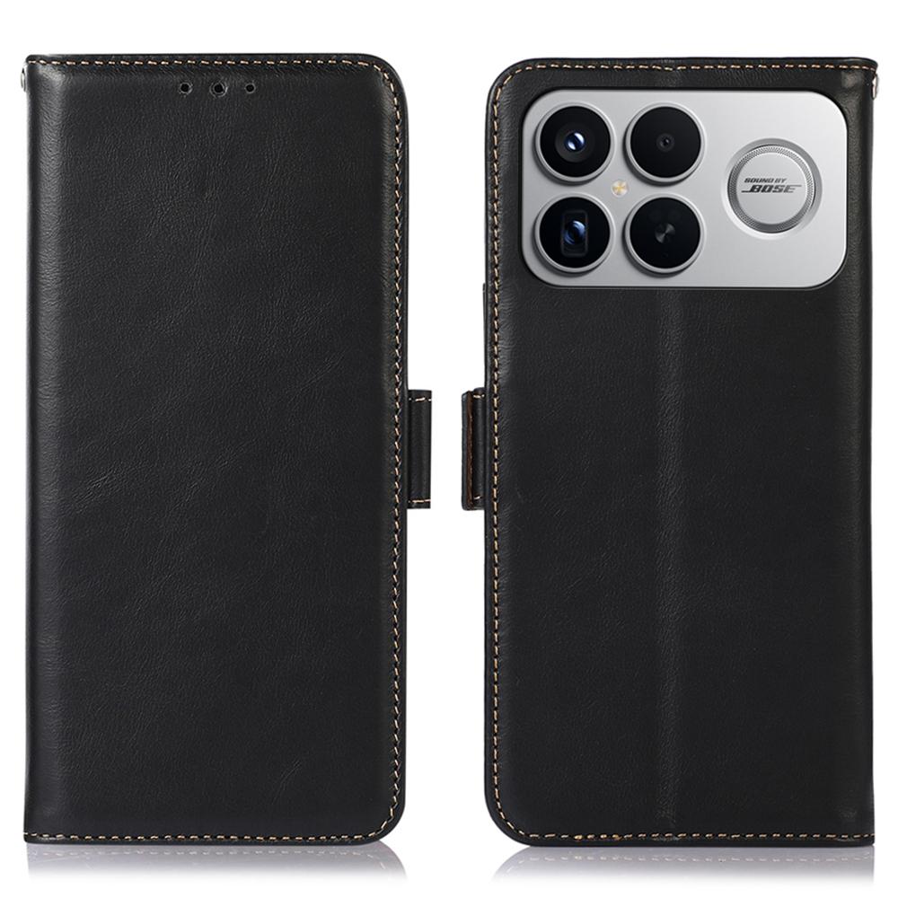 

For Xiaomi Poco F8 Ultra/Redmi K90 Pro Max 5G Case RFID Blocking Genuine Cow Leather Wallet Phone Cover