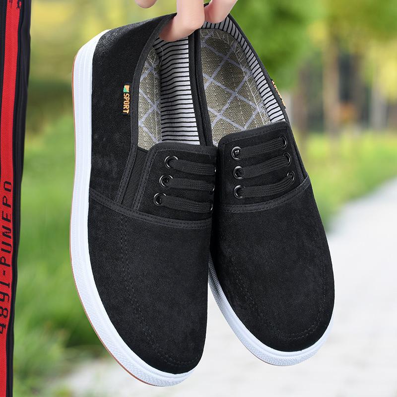 Spring New Men's Canvas Shoes Board Shoes Soft Sole Soft Surface Soft Comfortable Non-slip Wear-resistant Fashion Atmosphere One Pedal