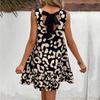 Women's Ruffled Sleeveless Dress Summer Fashion Lace-up High-waisted Dress