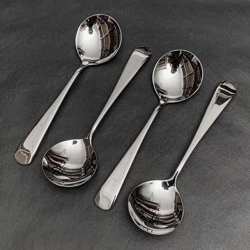 Stainless Steel Round Dessert Spoons (10-Pack)