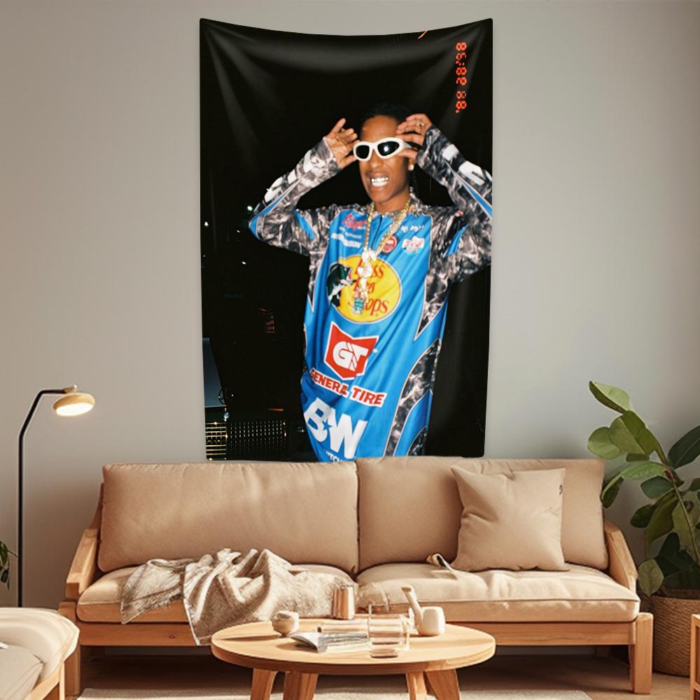 Asap Rockys Flags Rapper Tapestry Room Decor Aesthetic Music Album Art Posters Wall Hanging Bedroom Concert Background Fans Gift