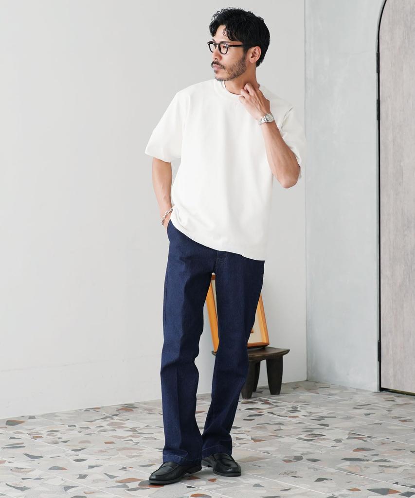 Shop Denim Pants Size M Indigo Wide Light Slim Adult [JIGGYS SHOP] Jiggy's Shoe-Cut Jeans, Flared, Legs, Leg-Lengthening, Men's Fashion, Pants,