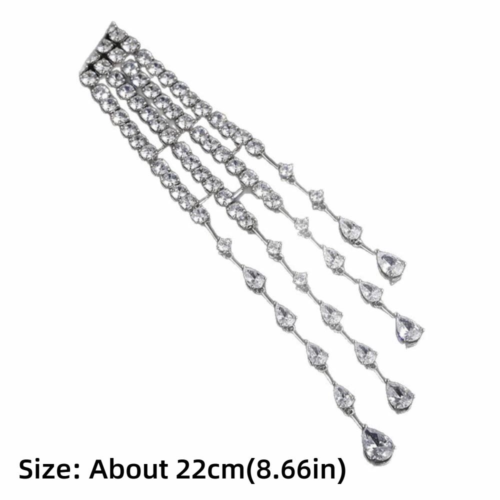 Fashion Long Tassel Rhinestone Crystal Brooch Handmade Sparkling Drop Dangling Broochs Jewelry Gifts Brooch Pins Women Bridal