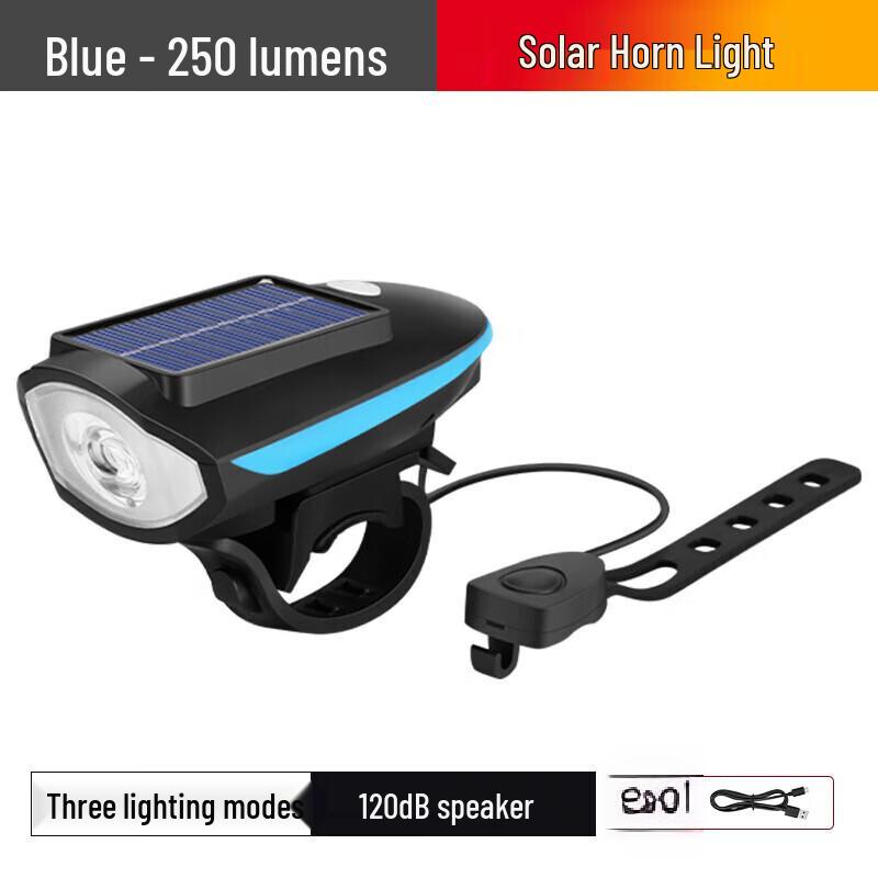 GEETHA Solar USB Rechargeable Bicycle Front Light with Horn