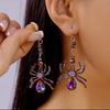 Bunte Strass-Spinnen-Hängeohrringe für Damen Leichter Luxus Glänzende Kristall-Spinnenohrringe Halloween-Party Schmuck Geschenke