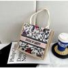 Portable Linen Tote Bag High-capacity Outing Leisure Handbag Lady Shoulder Bag Cosmetic Bag Student Lunch Bag Storage Bag