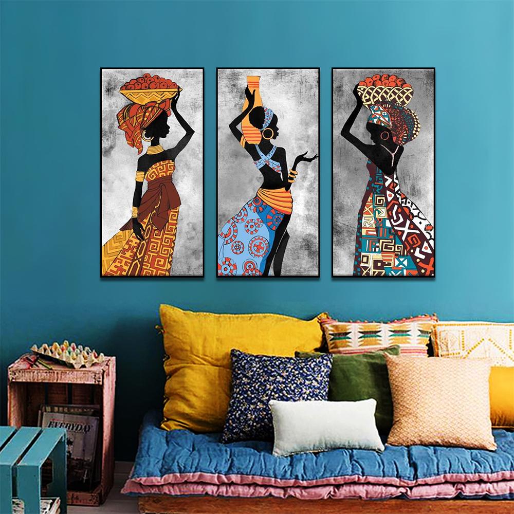 Modern African Tribal Art Canvas Painting Black Woman Dancing Poster and Print Abstract Wall Art Pictures For Living Room Decor