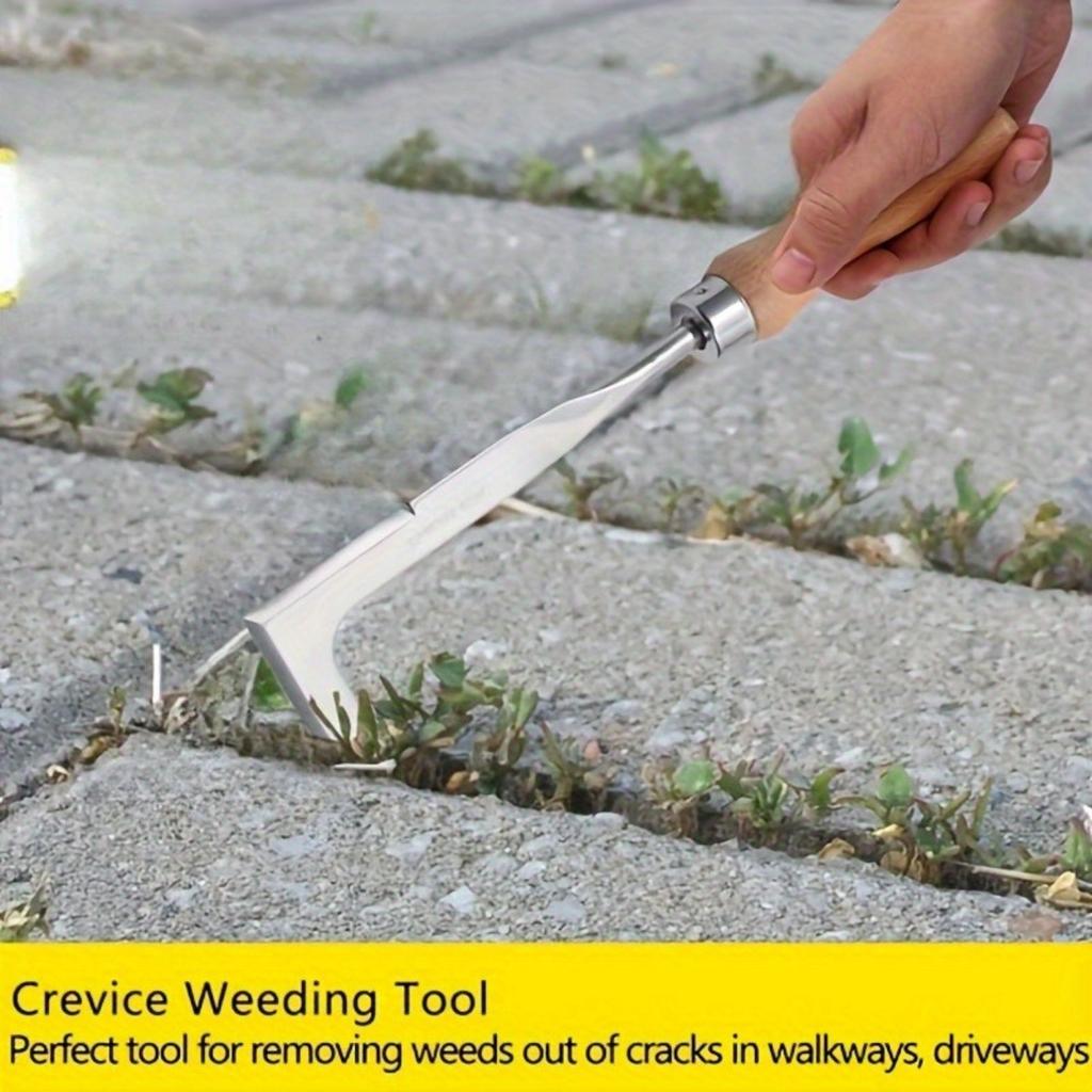 Stainless Steel Gap Weeding Tool L-Shaped Multi-Purpose Garden Hand Tool 13.5Inch For Clearing Weeds On Yard Patio Driveway