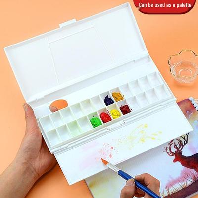 Portable 24-Compartment Refillable Watercolor Paint Palette Box for Solid Gouache Painting