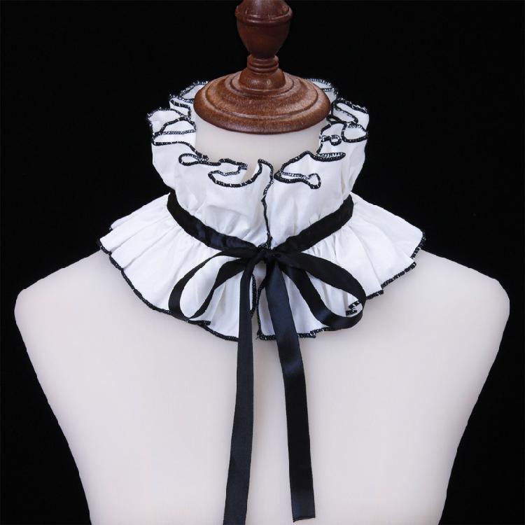 Adjustable Tie Ruffled Collar Vintage For Victorian Age Costumes and Cosplay Halloween Accessory Versatile Collar